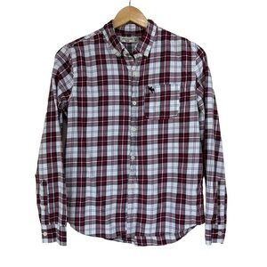 abercrombid kids boys holiday plaid button front long sleeve shirt, 15/16